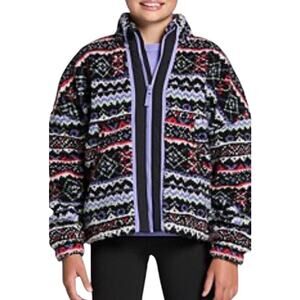 DSG Girls purple fair isle Cozy Fleece Full Zip Sherpa Jacket NWT Size small 8-9